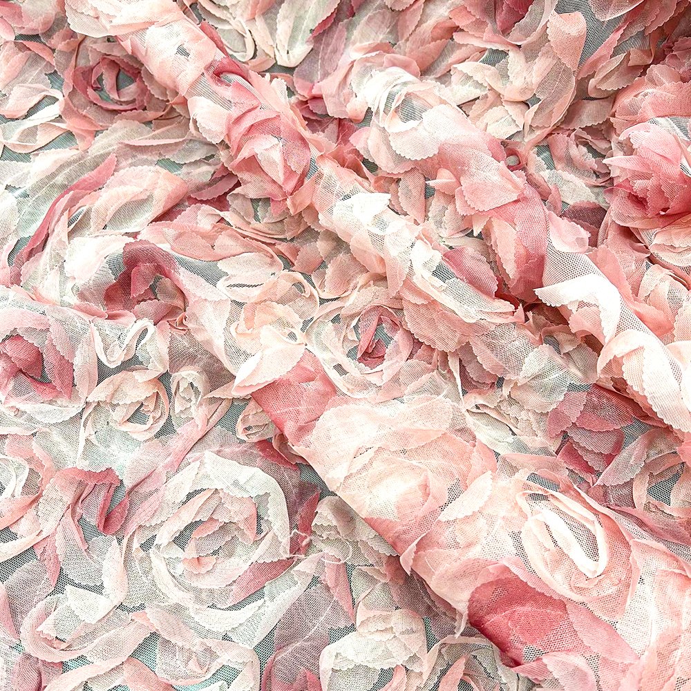 Hot Selling Lace Embroidery Fabric 100 Polyester 3d Embroidery Flower Lace Fabric For Children Clothes
