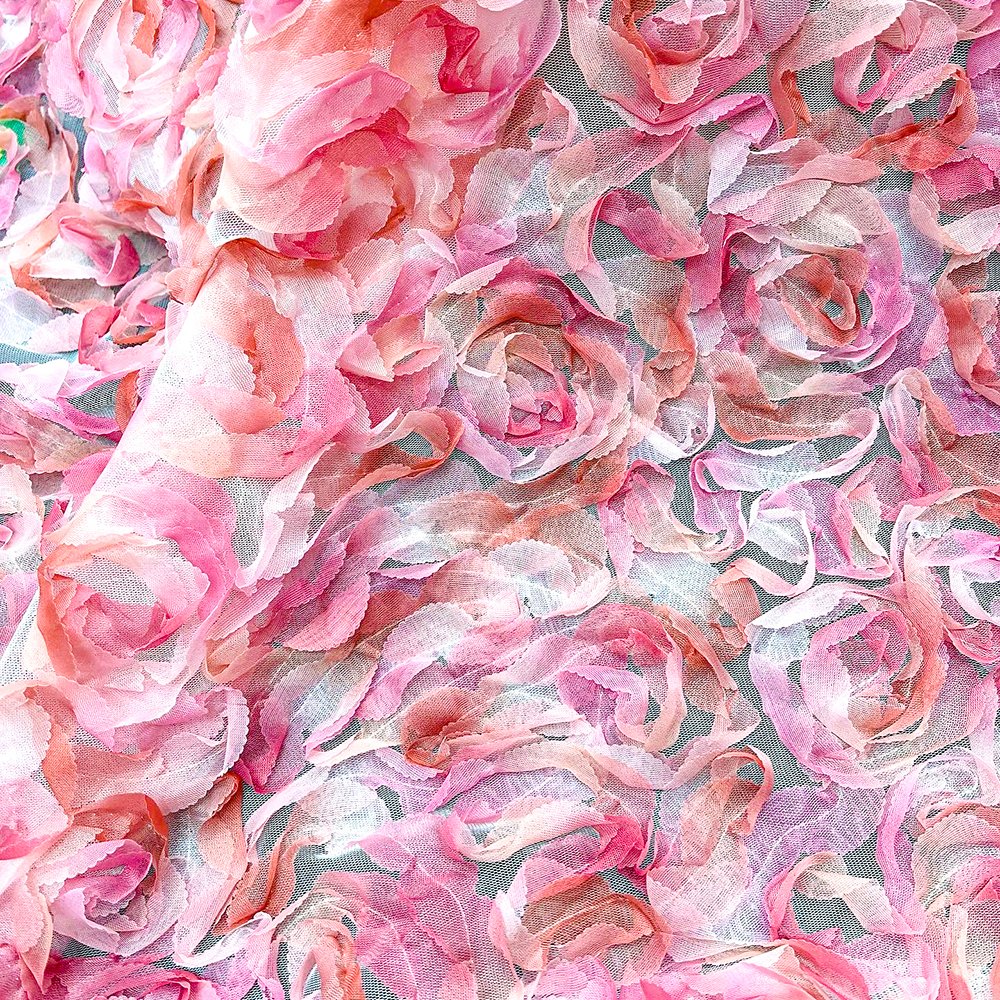 Hot Selling Lace Embroidery Fabric 100 Polyester 3d Embroidery Flower Lace Fabric For Children Clothes