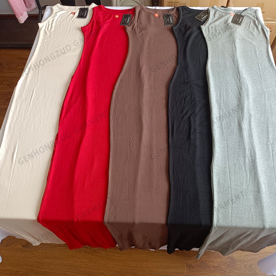 Custom Clothing For Women Cotton Ribbed Casual Dress LongSleeve Square Neck Lace Trim Shirt Maxi Dresses 2 Piece Loungewear Set