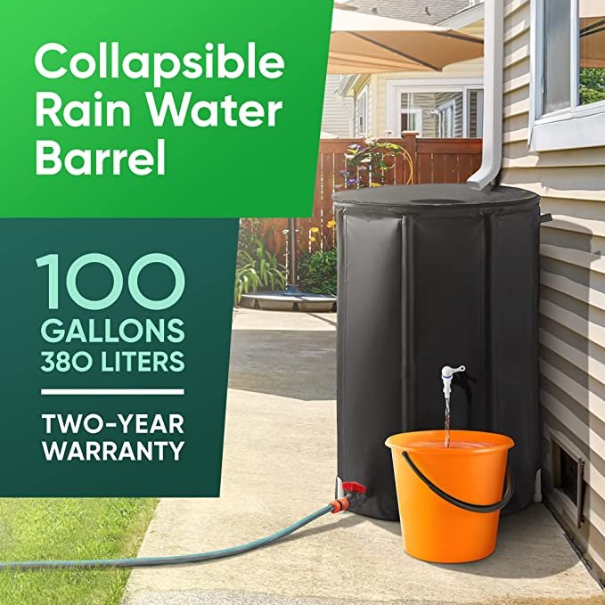 380l Pvc Flexible Water Barrel Collapsible Rain Water Collector Rainwater Collection System Foldable Rain Barrel