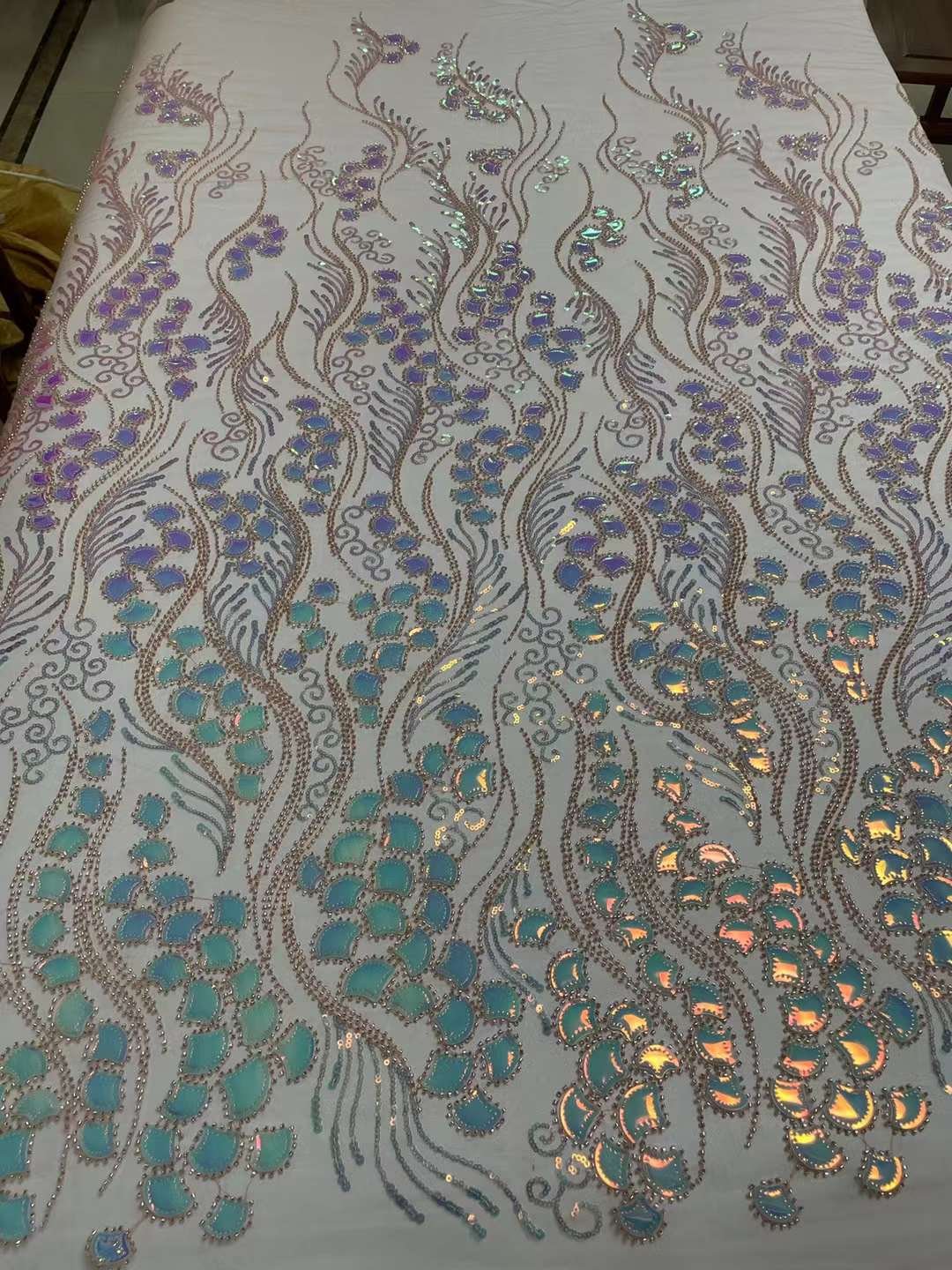 sequin net embroidery fabric beaded lace fabric green lace fabric