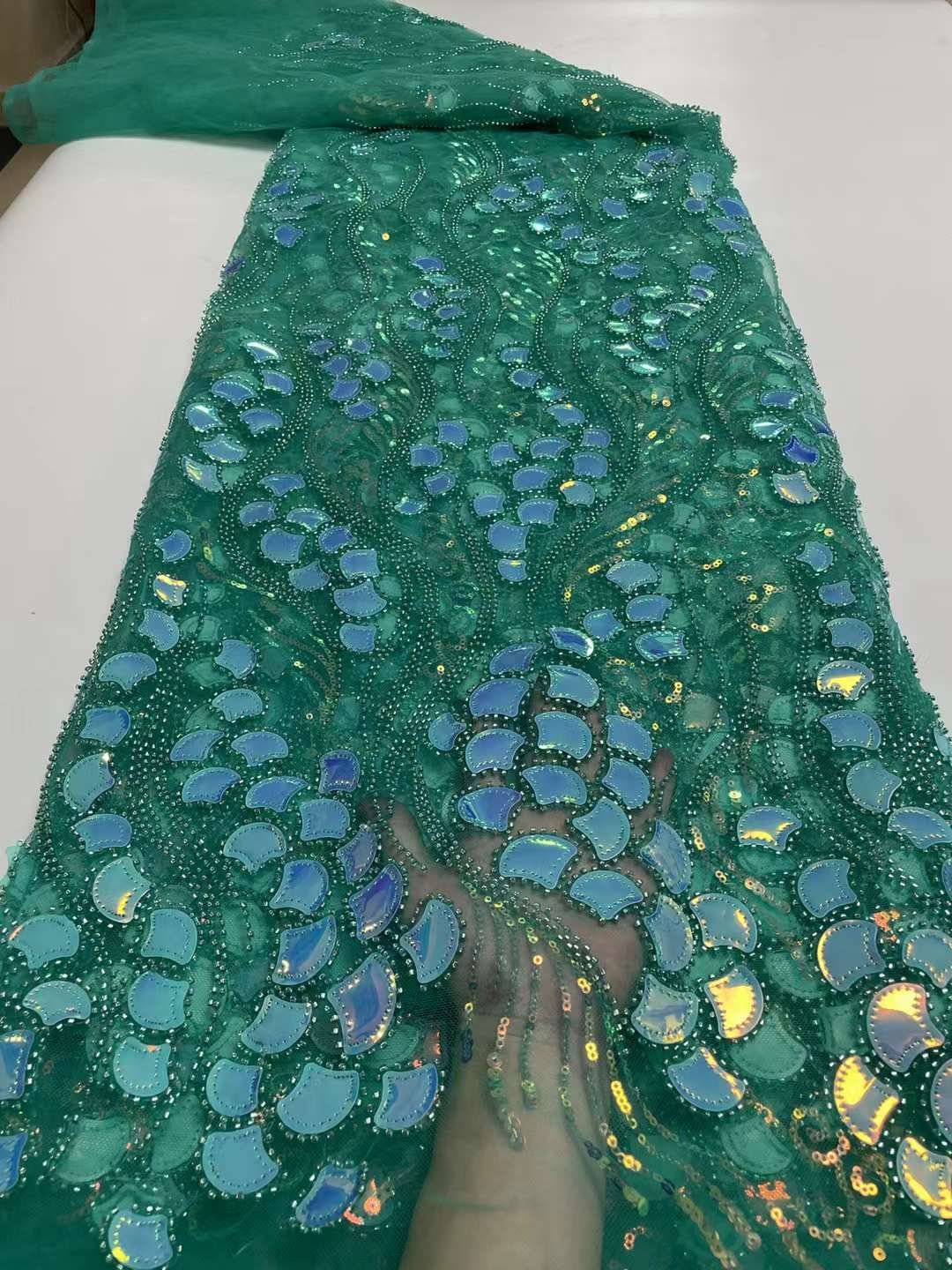 sequin net embroidery fabric beaded lace fabric green lace fabric
