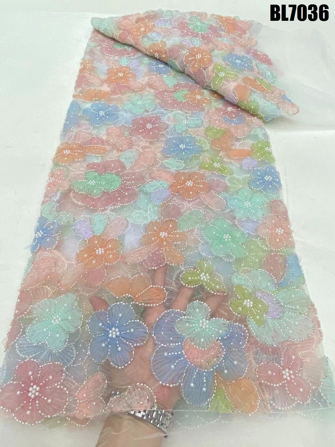 Wholesale price China lace fabric new embroidery fabric beaded lace with sequins french lace fabric Dubai wedding dress