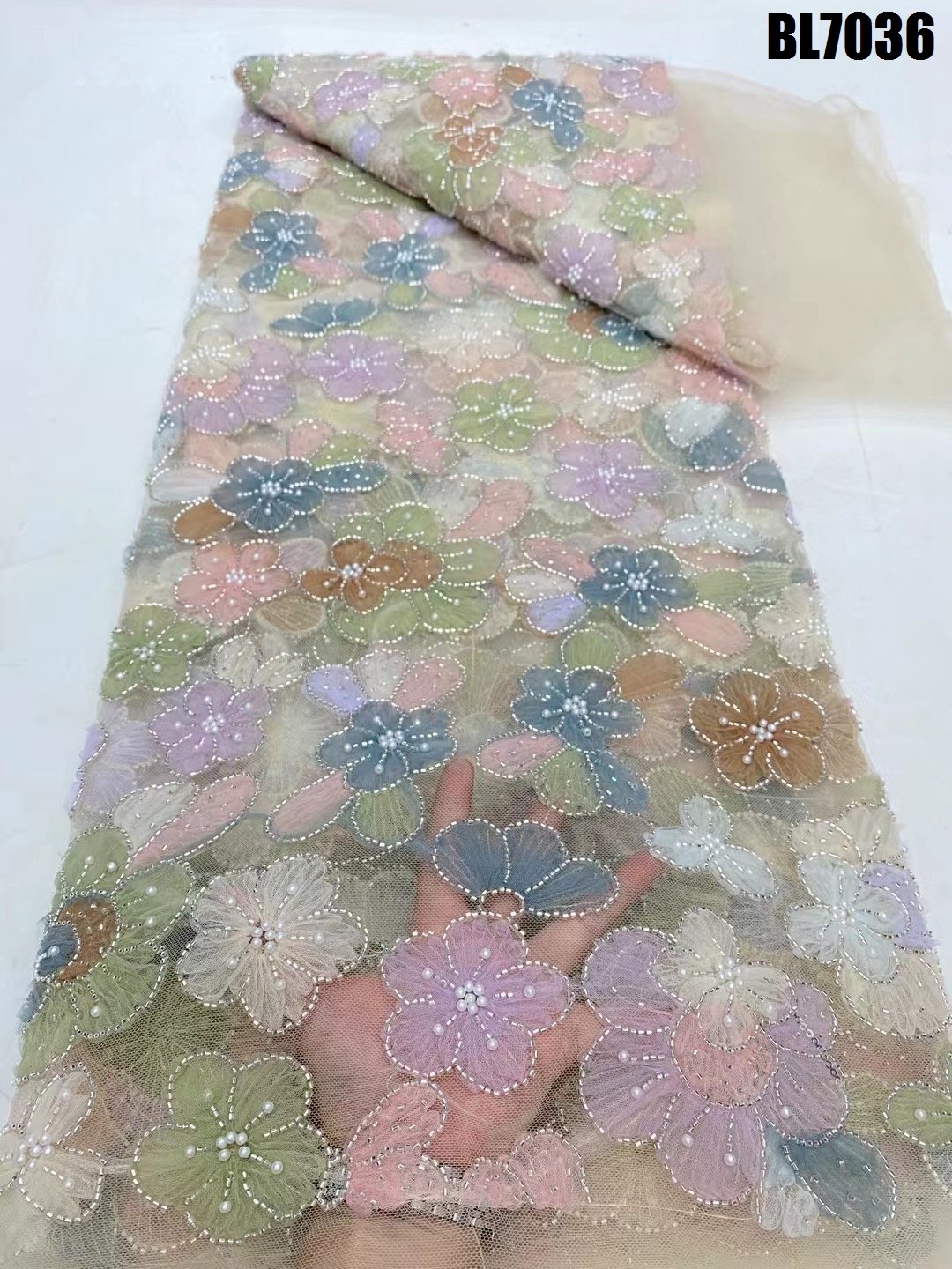 Wholesale price China lace fabric new embroidery fabric beaded lace with sequins french lace fabric Dubai wedding dress