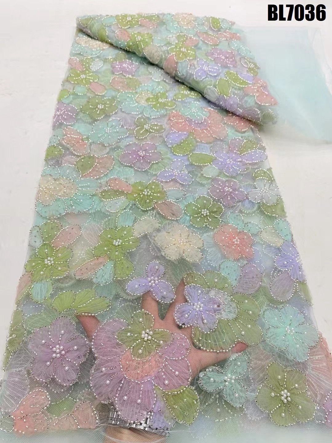 Wholesale price China lace fabric new embroidery fabric beaded lace with sequins french lace fabric Dubai wedding dress