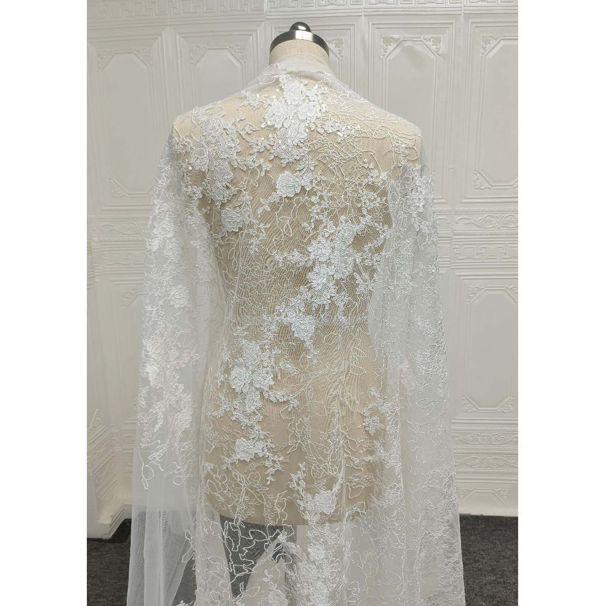 DELACE bridal embroidery sequin african mesh lace fabric for wedding dress