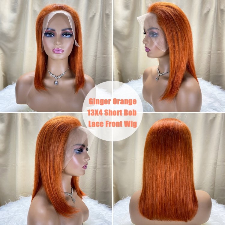 Wholesale 13x4 Transparent Lace Bob Wigs Color #350 Straight Bob Wigs 100% Human Hair Short Wigs