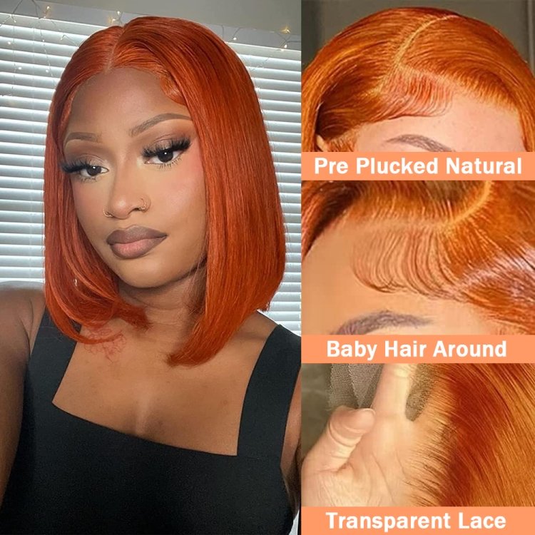 Wholesale 13x4 Transparent Lace Bob Wigs Color #350 Straight Bob Wigs 100% Human Hair Short Wigs