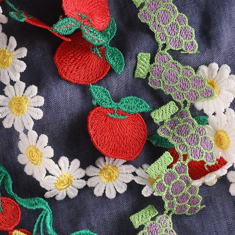 Wholesale Border Clothing Accessories Embroidery Fruits Patches Encajes Colorful Ribbon Lace for Children's Clothes