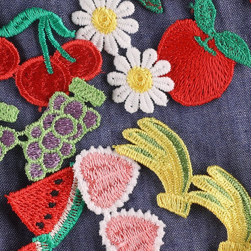 Wholesale Border Clothing Accessories Embroidery Fruits Patches Encajes Colorful Ribbon Lace for Children's Clothes