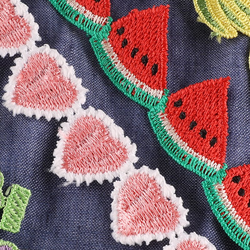 Wholesale Border Clothing Accessories Embroidery Fruits Patches Encajes Colorful Ribbon Lace for Children's Clothes