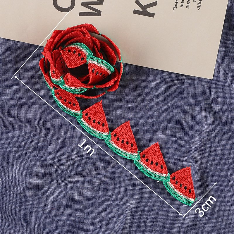 Wholesale Border Clothing Accessories Embroidery Fruits Patches Encajes Colorful Ribbon Lace for Children's Clothes