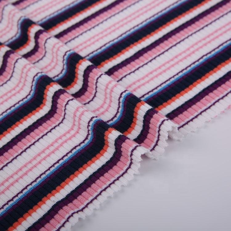 China manufacture hot selling polyester knitting rib fabric 4*2 yarn dyed fabrics for garments