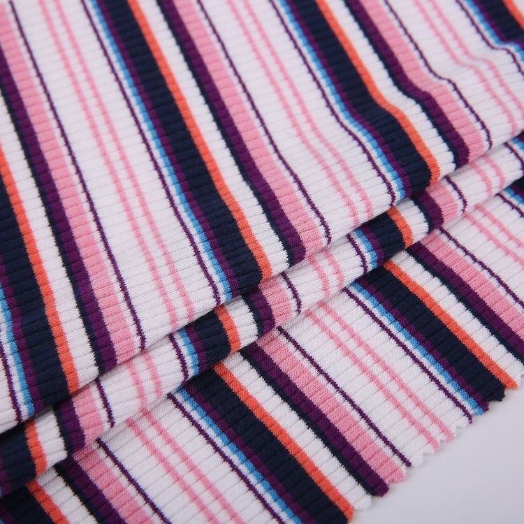 China manufacture hot selling polyester knitting rib fabric 4*2 yarn dyed fabrics for garments