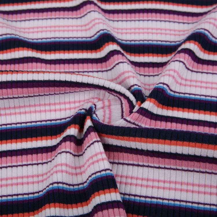 China manufacture hot selling polyester knitting rib fabric 4*2 yarn dyed fabrics for garments