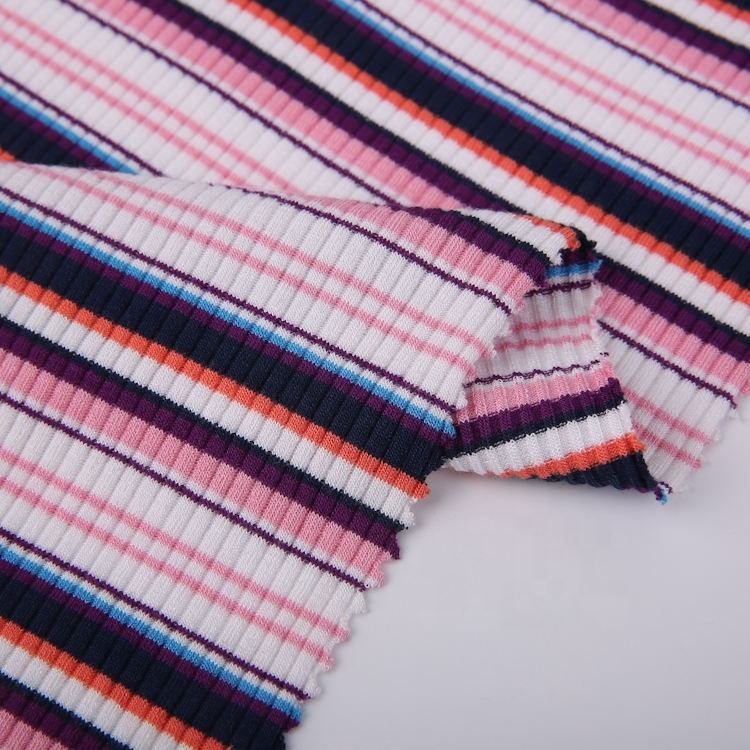 China manufacture hot selling polyester knitting rib fabric 4*2 yarn dyed fabrics for garments