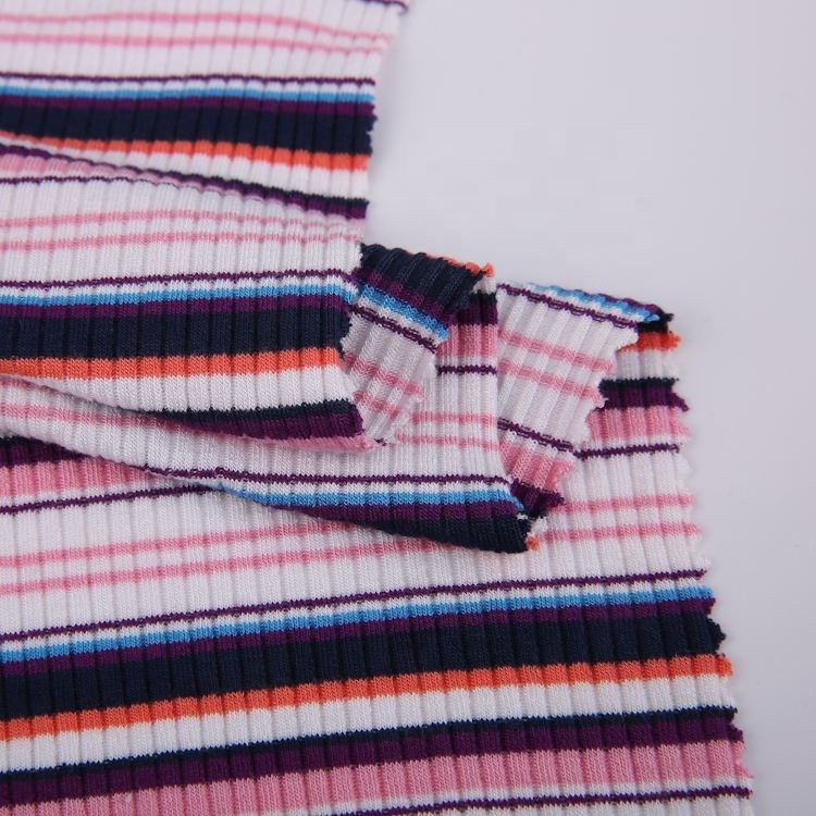 China manufacture hot selling polyester knitting rib fabric 4*2 yarn dyed fabrics for garments