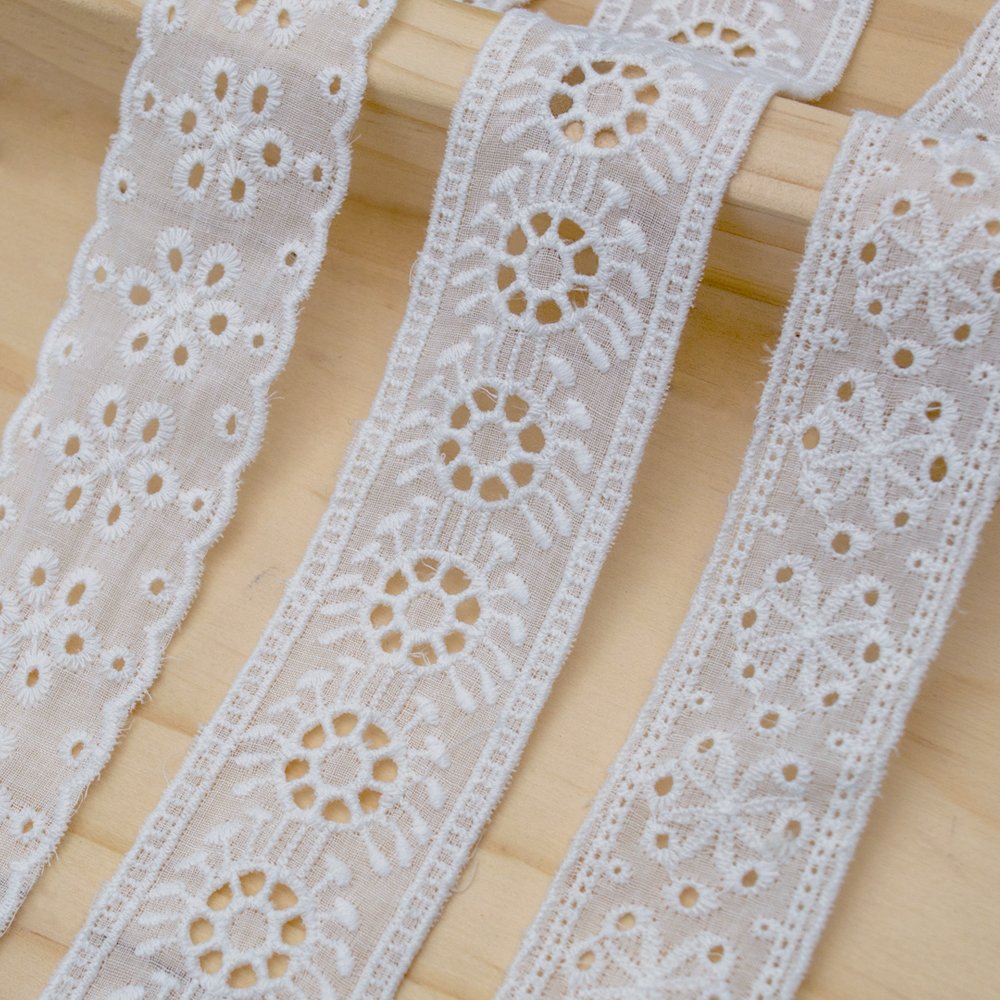 Gordon Ribbons Natural Full Cotton Cloth Embroidered Lace Custom Swiss Cotton Lace Fabric For Lady Dress Sewing