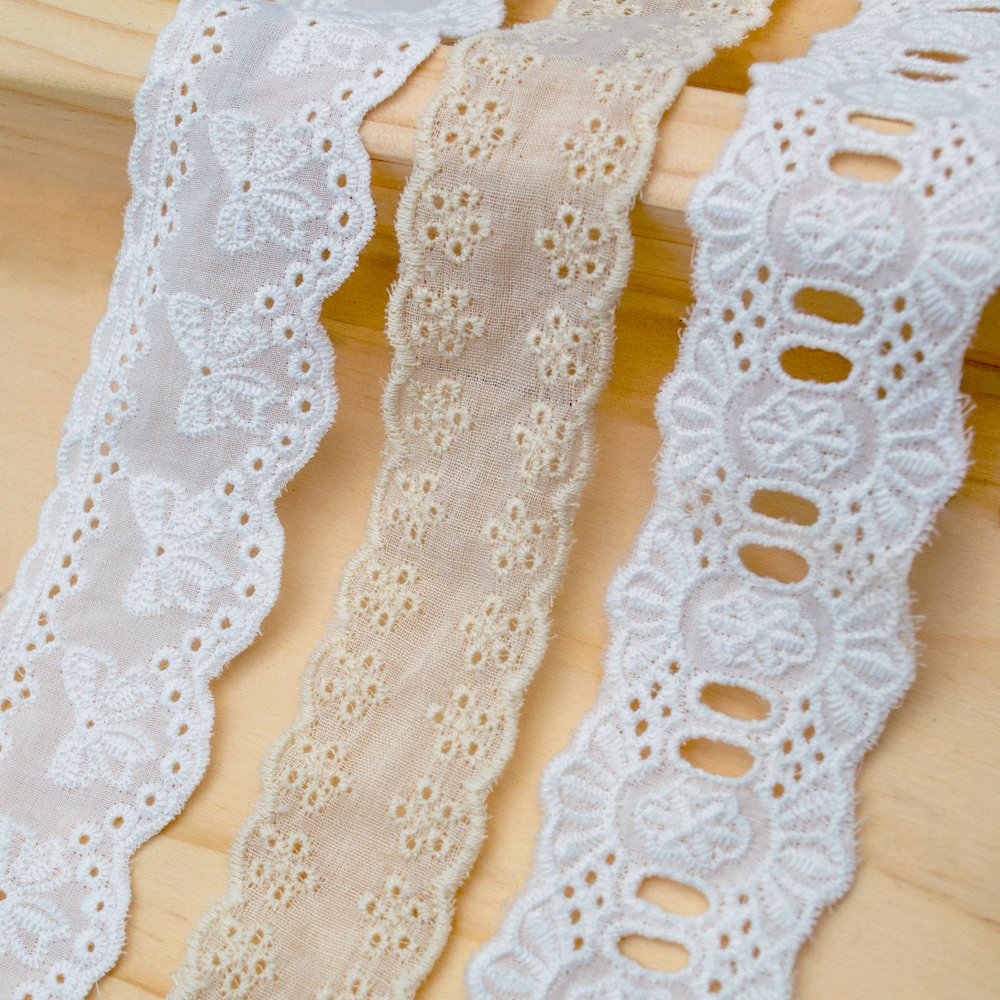 Gordon Ribbons Natural Full Cotton Cloth Embroidered Lace Custom Swiss Cotton Lace Fabric For Lady Dress Sewing