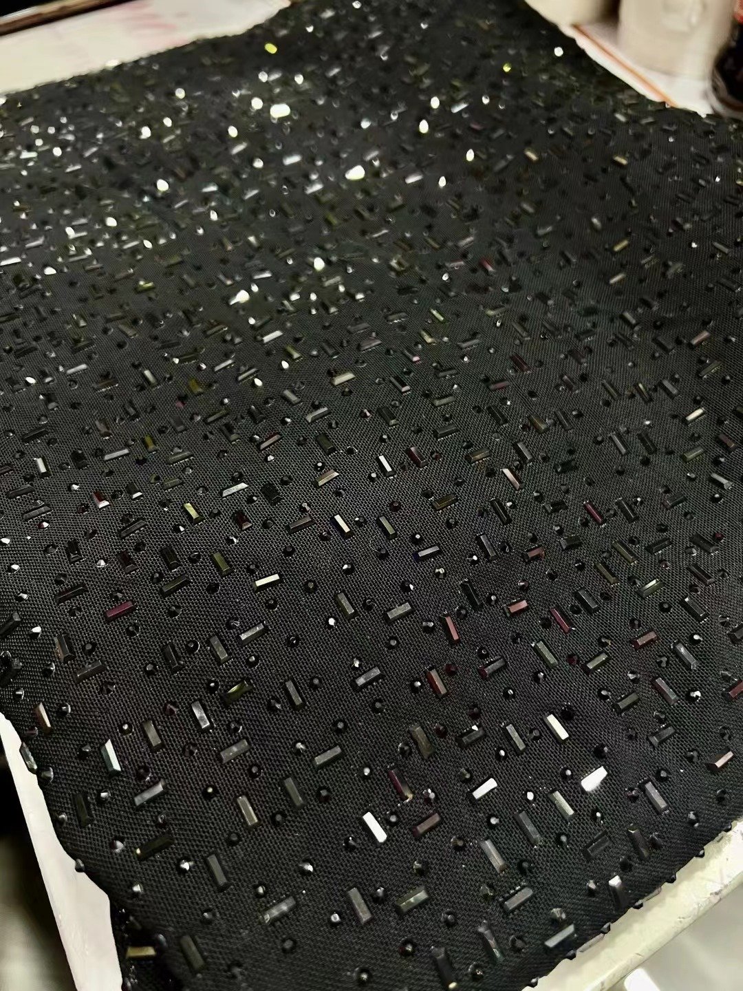 Stretchy crystals fabrics spandex diamonds fabric rhinestones lace stone flexible mesh Irregular stones
