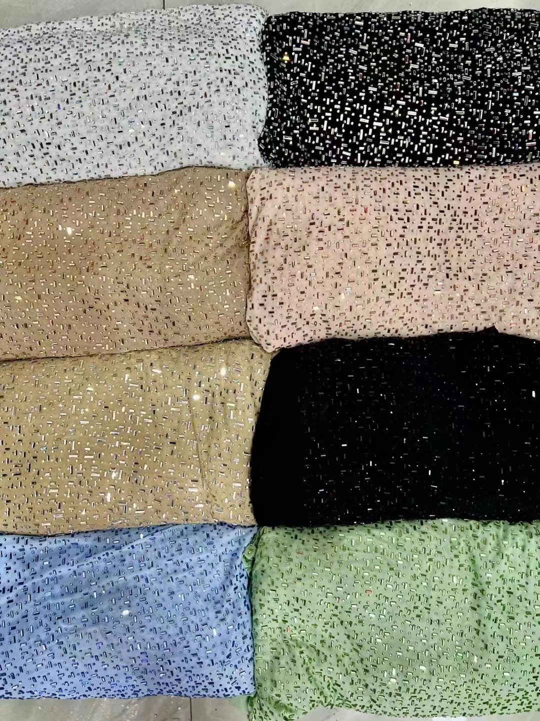 Stretchy crystals fabrics spandex diamonds fabric rhinestones lace stone flexible mesh Irregular stones
