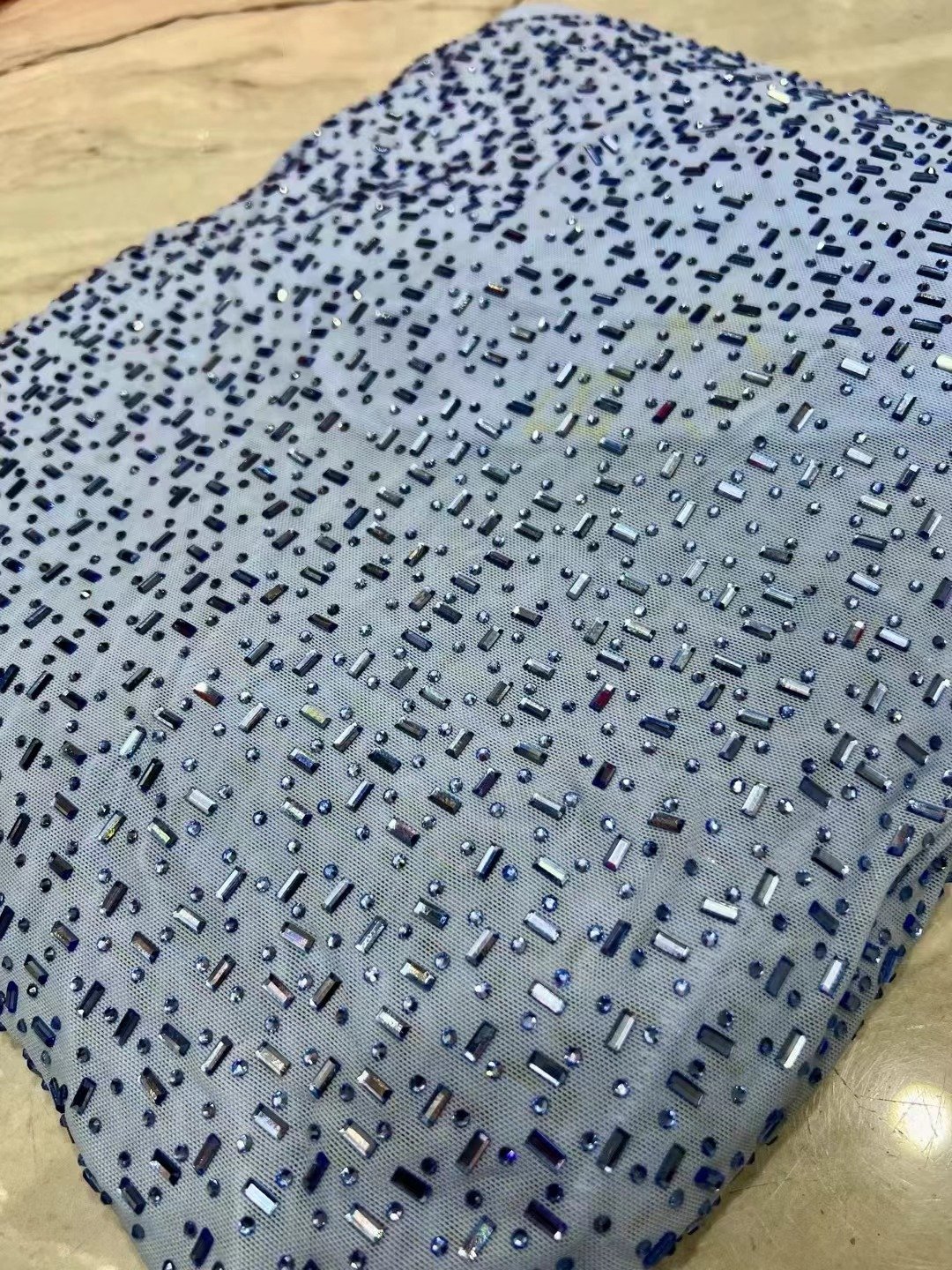 Stretchy crystals fabrics spandex diamonds fabric rhinestones lace stone flexible mesh Irregular stones