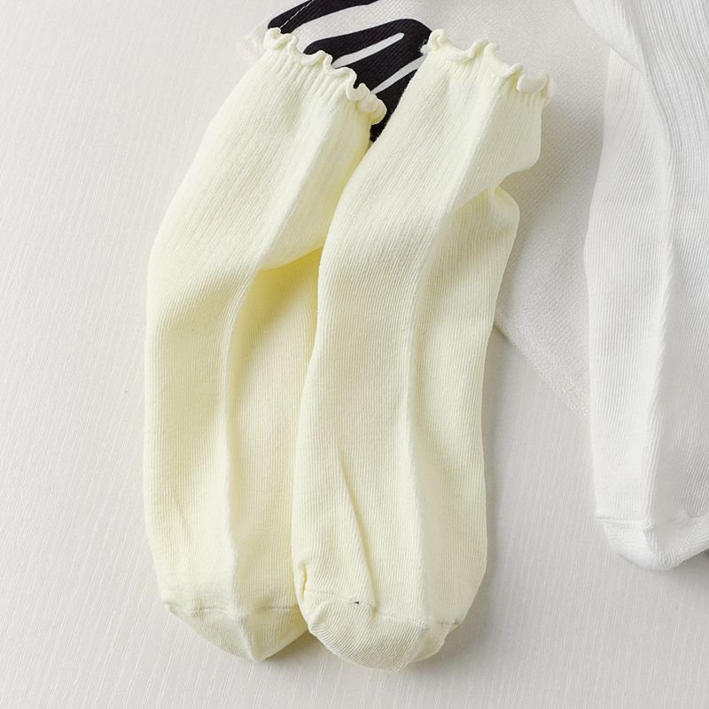 Solid color slouch bobby socks women girl frill ruffle cotton women ribbed socks