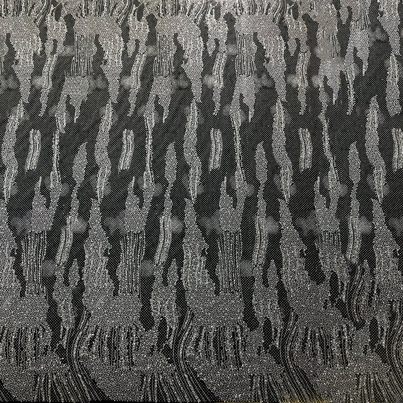 Luxury Swiz Lace Fabric In Stock Beaded Rose Lace Fabric Embroidery Custom Fashion Heavy Beaded Sequin Fabric