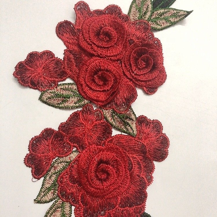 Clothing decorative 3D floral embroidered water-soluble applique lace patch LT2472A