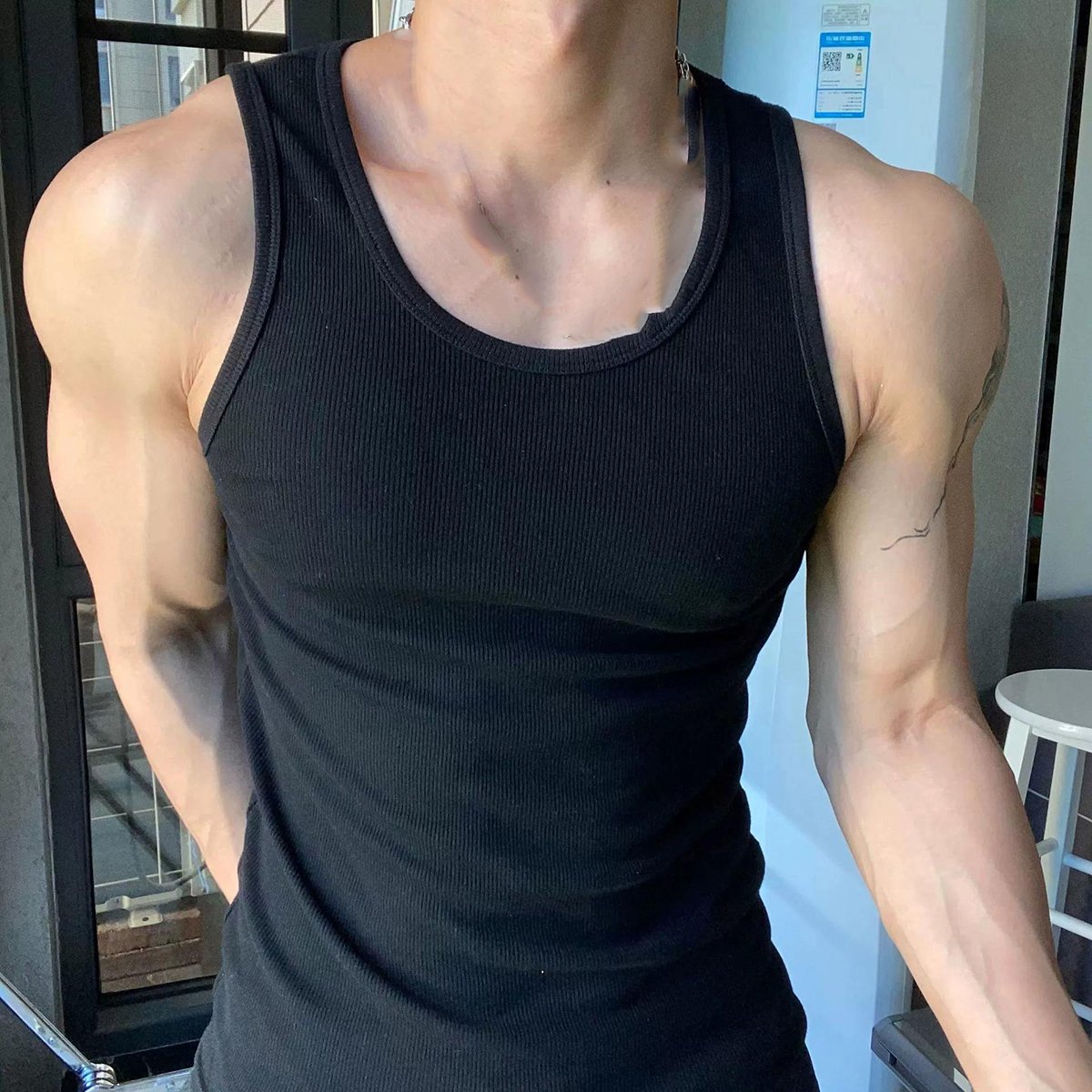 Rib Tank Top High Quality Custom Muscle Fitted Cotton Ribbed Tank Top Men Gym Workout Streetwear Sleeveless T-Shirt