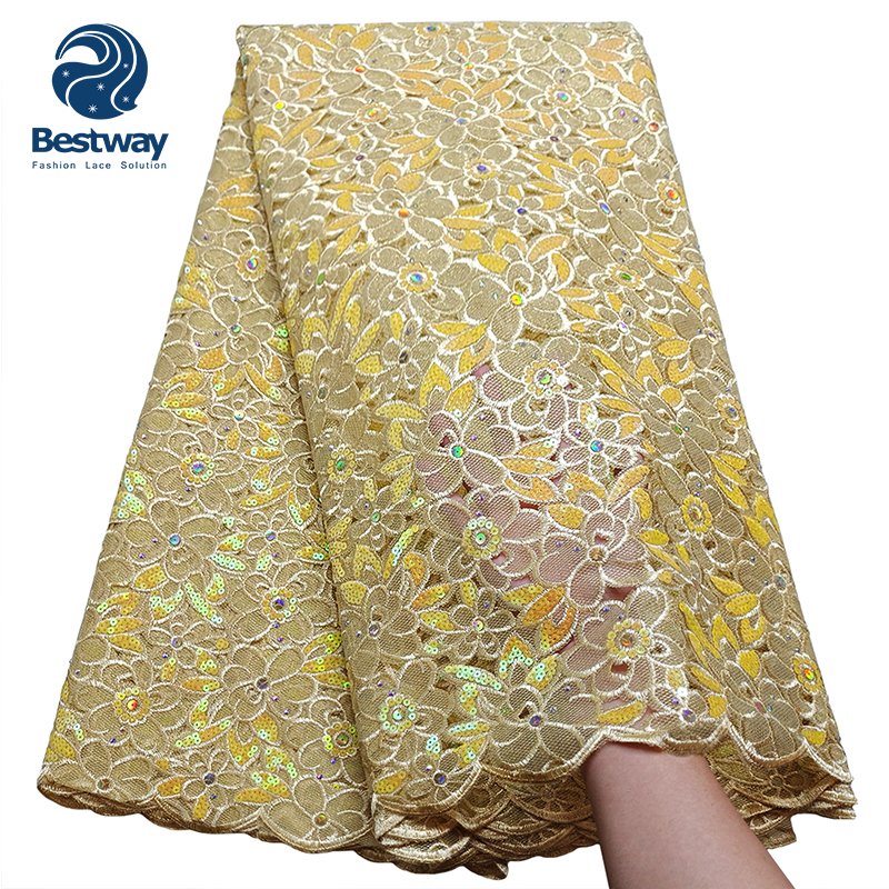 Bestway French Lace Fabric For Wedding Embroidery Fabric With Stones And Sequins