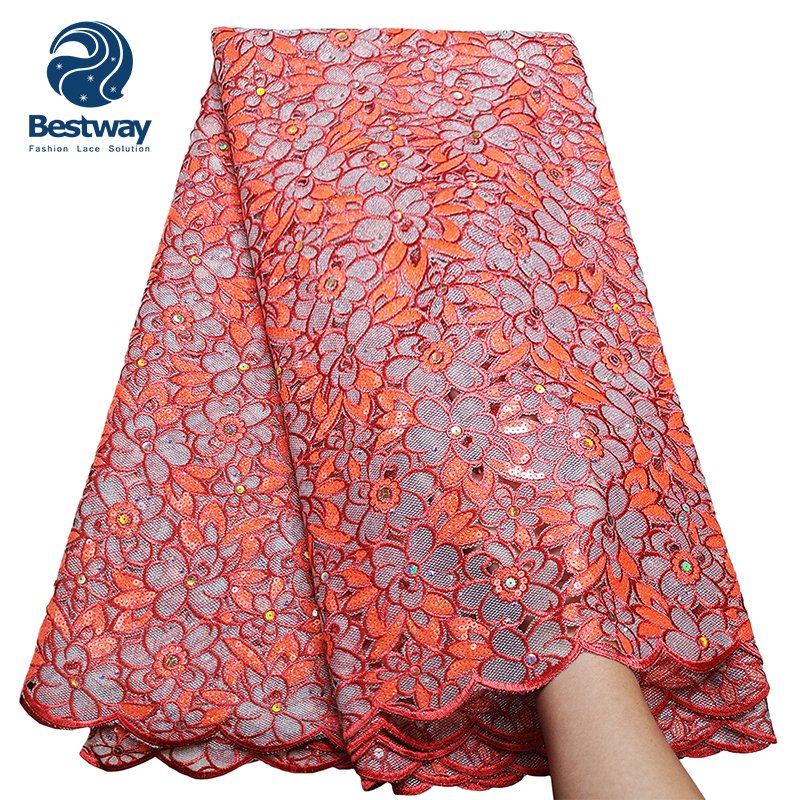 Bestway French Lace Fabric For Wedding Embroidery Fabric With Stones And Sequins