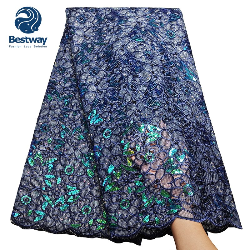 Bestway French Lace Fabric For Wedding Embroidery Fabric With Stones And Sequins