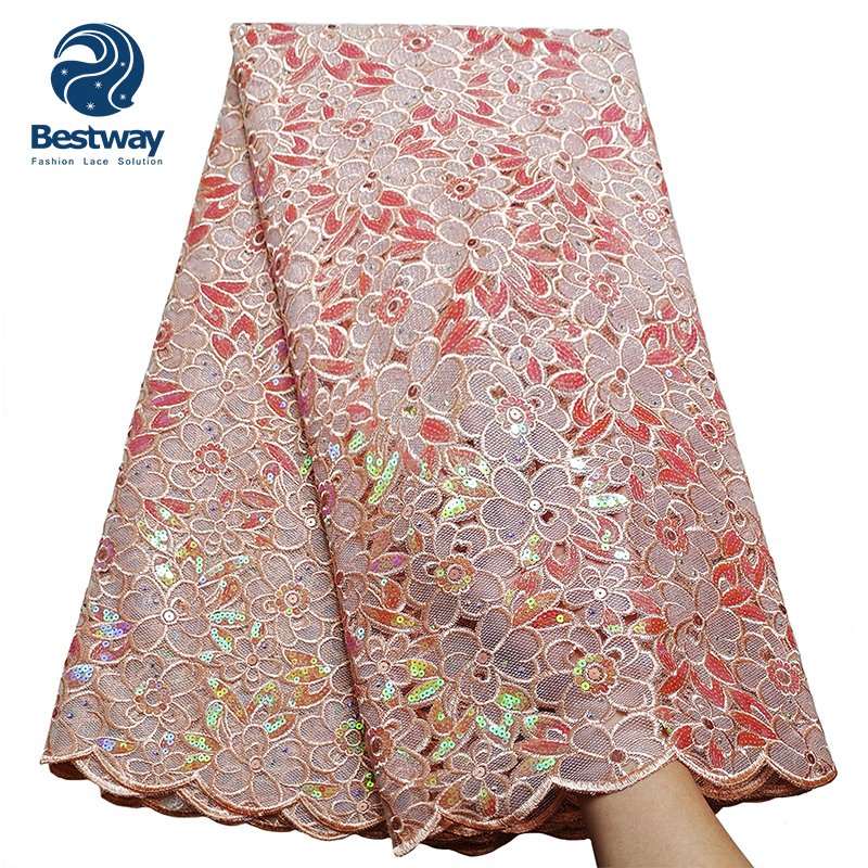 Bestway French Lace Fabric For Wedding Embroidery Fabric With Stones And Sequins