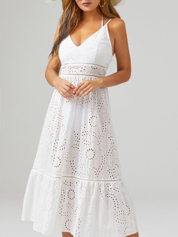 2024 summer new dresses elegant casual sexy sleeveless v neck solid hollow out backless ribbed knitted women casual dresses