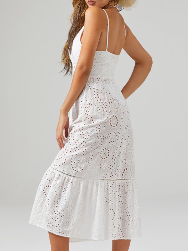 2024 summer new dresses elegant casual sexy sleeveless v neck solid hollow out backless ribbed knitted women casual dresses