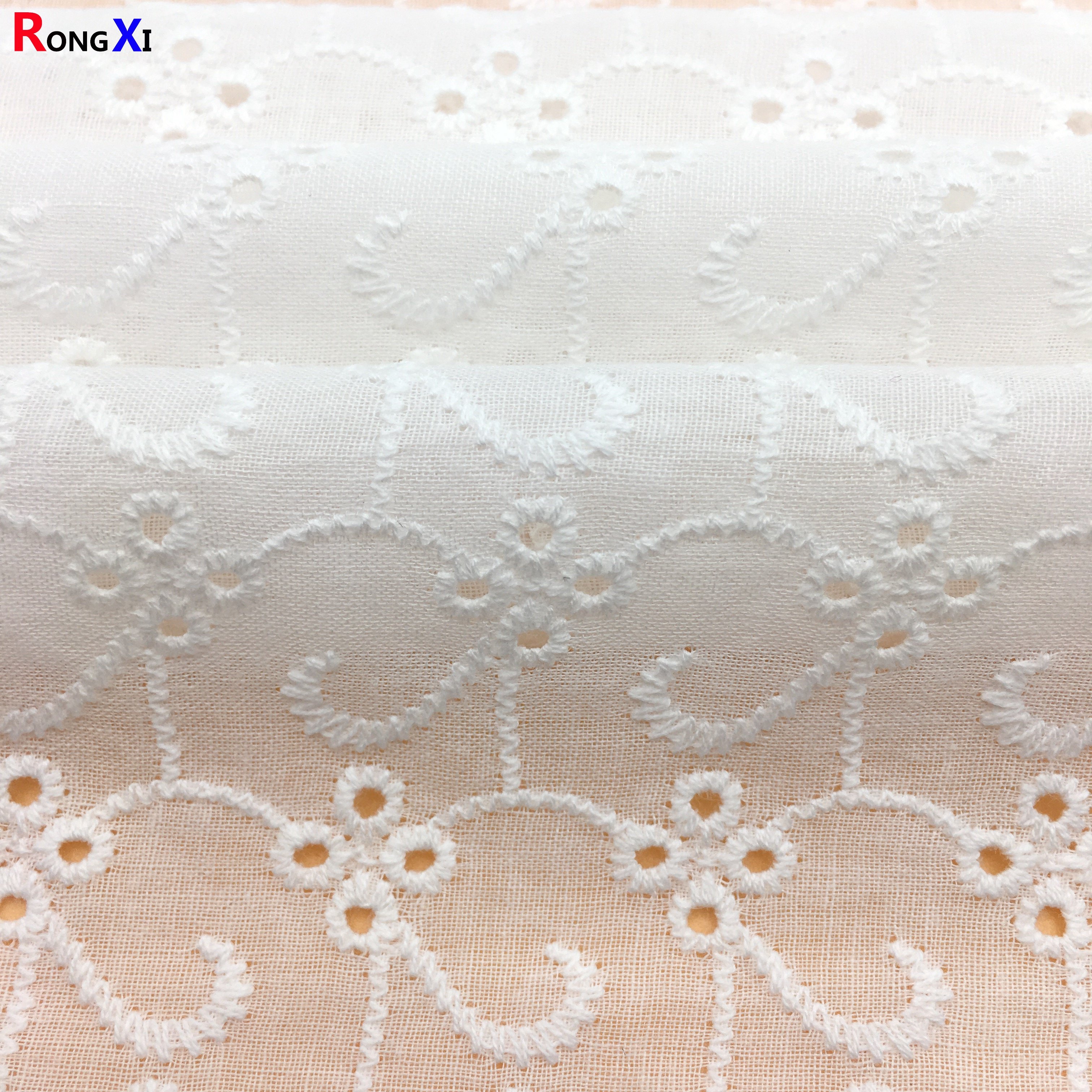 RXF0474 Professional embroidery lace 100 Cotton organic cotton muslin Fabric for bed sheet