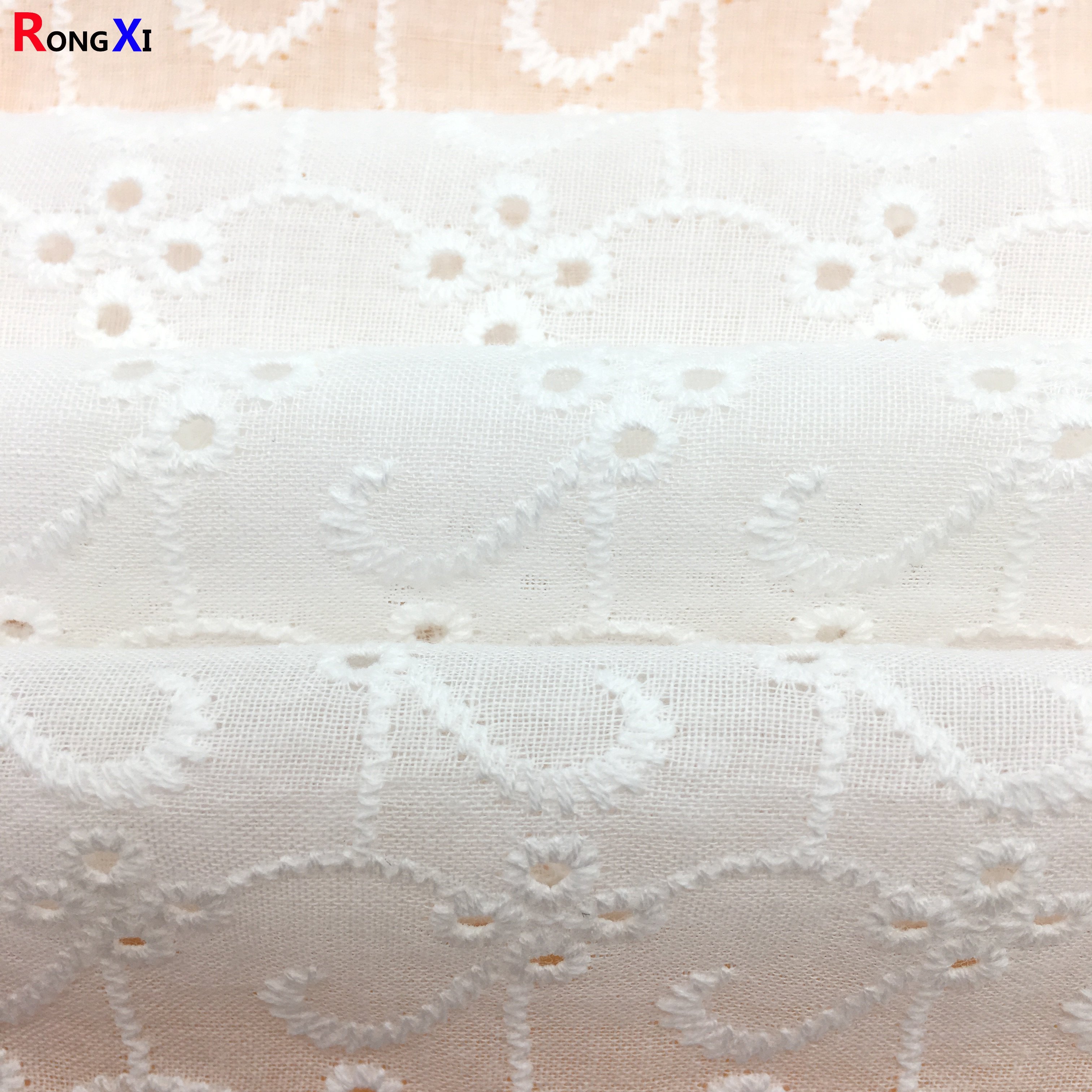 RXF0474 Professional embroidery lace 100 Cotton organic cotton muslin Fabric for bed sheet