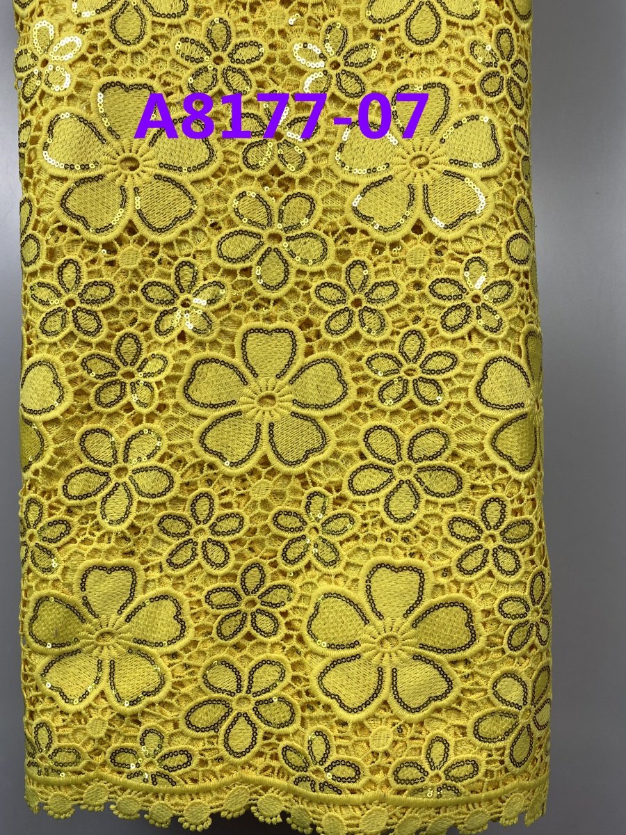 ACI Chemical Lace Embroidery African Fabrics Heavy Quality Guipure Lace Fabric Embroidery 5 Yards/Piece For Wedding Dress