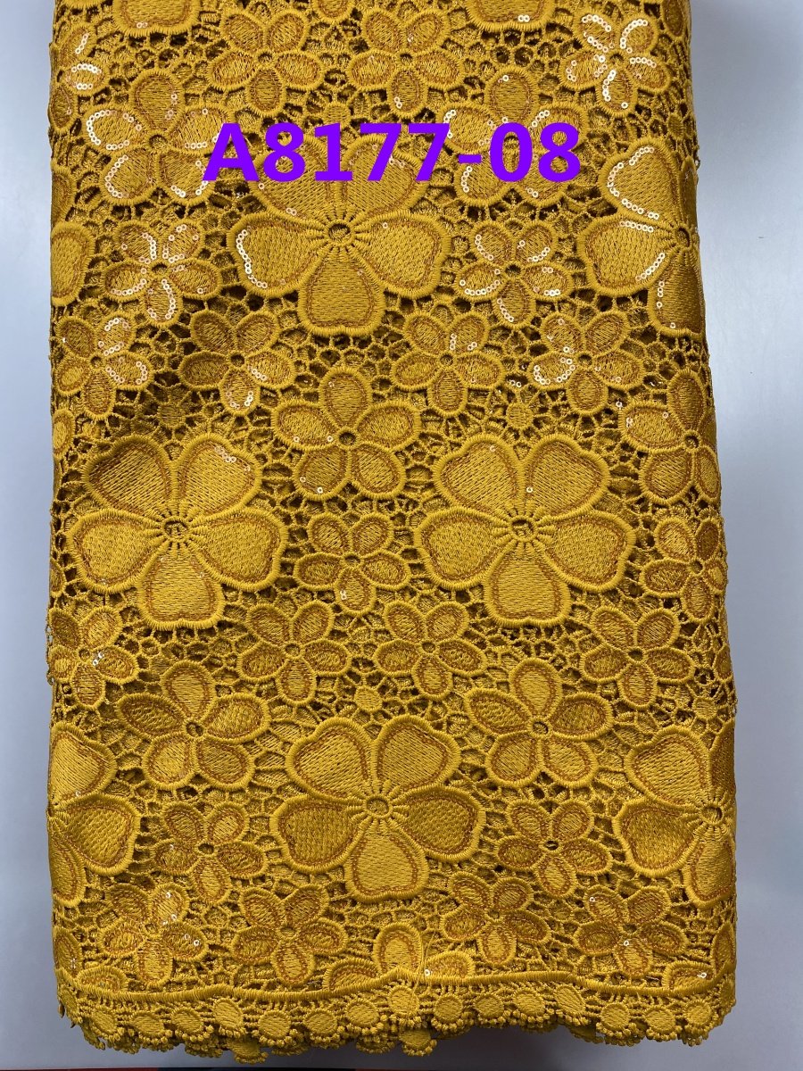 ACI Chemical Lace Embroidery African Fabrics Heavy Quality Guipure Lace Fabric Embroidery 5 Yards/Piece For Wedding Dress