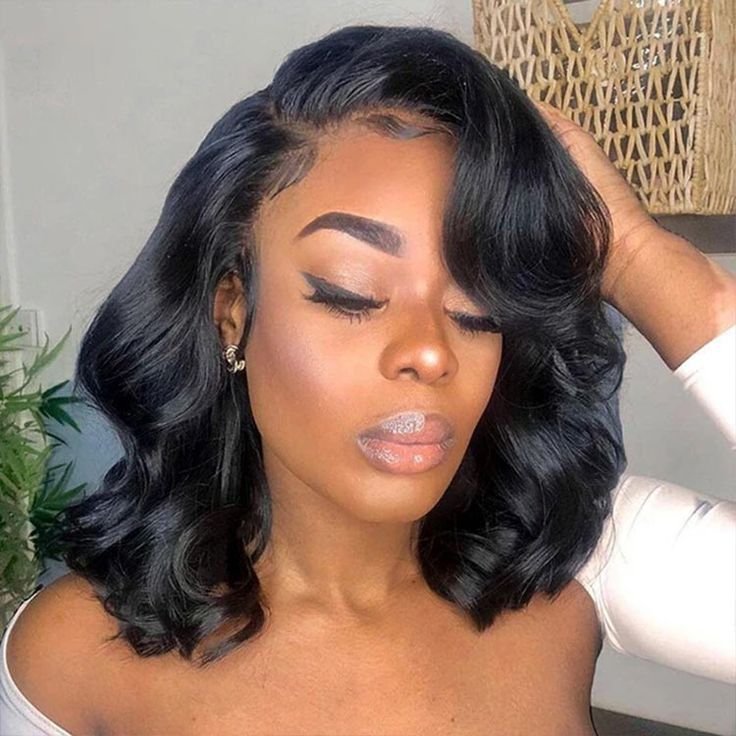 180% Density Human Lace Front Wigs, 10A Grade Short Body Wave Pre Plucked 13x4 13x6 Transparent Frontal Raw Indian Hair Wig