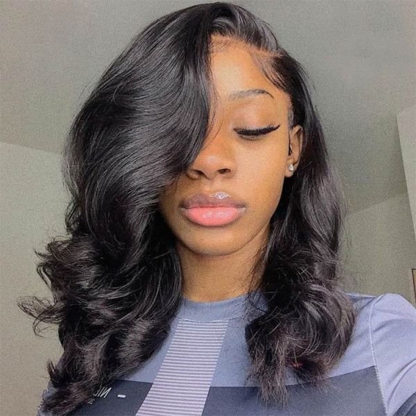 180% Density Human Lace Front Wigs, 10A Grade Short Body Wave Pre Plucked 13x4 13x6 Transparent Frontal Raw Indian Hair Wig