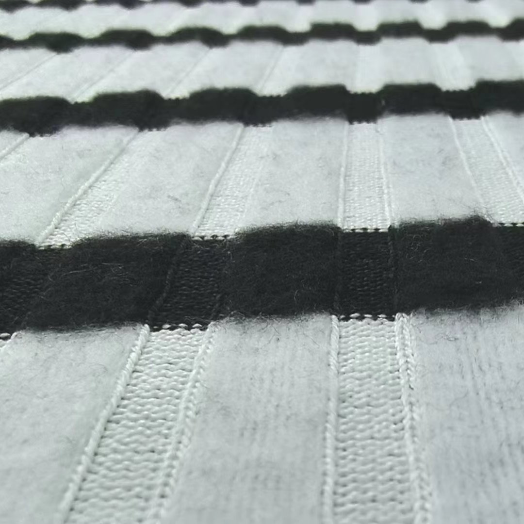Glitter Golden Wire Stripe Black White Knitted Swimwear Fabric Stretched Metallic Rib Bikini Swimsuit Fabric
