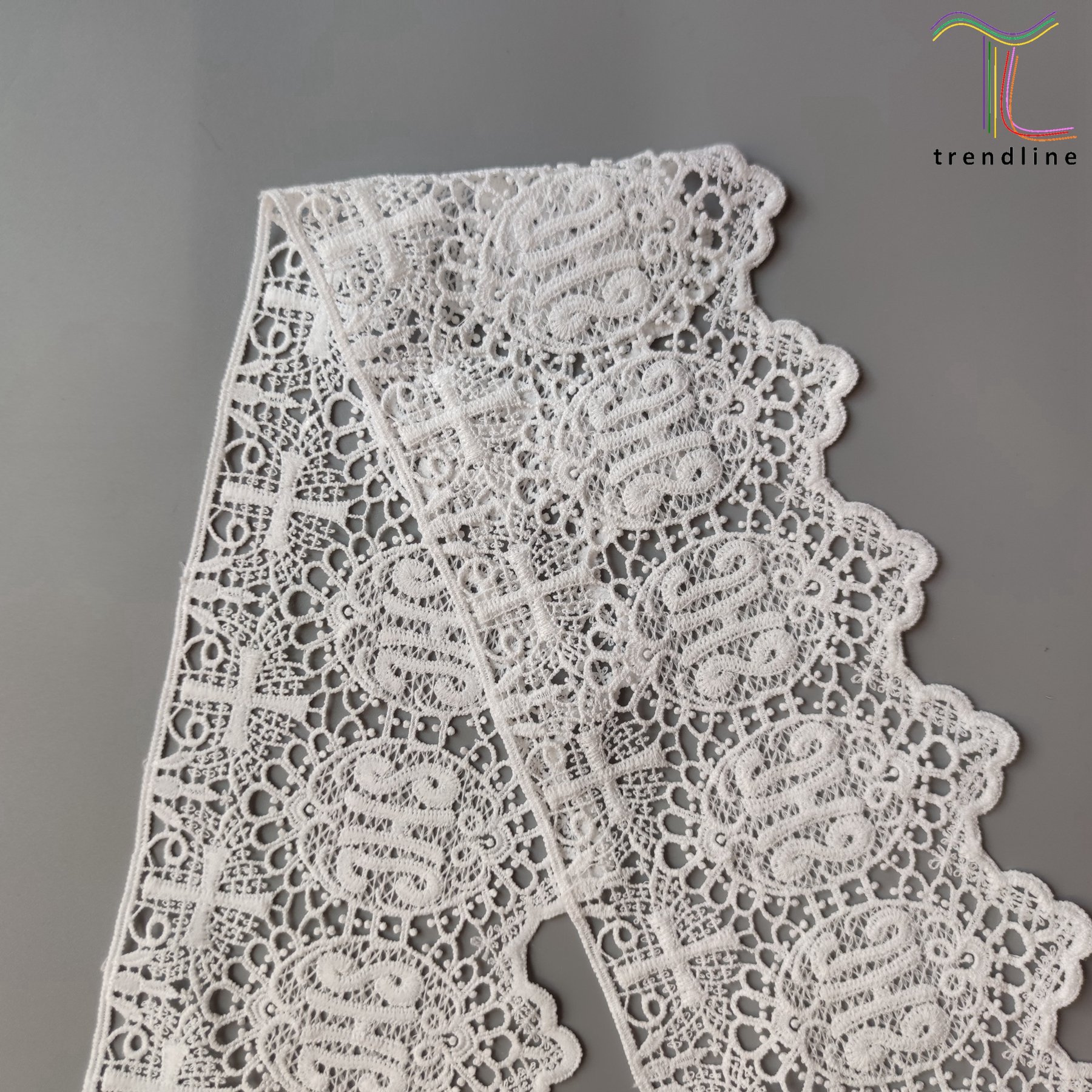 Guipure priest embroidery lace in white color