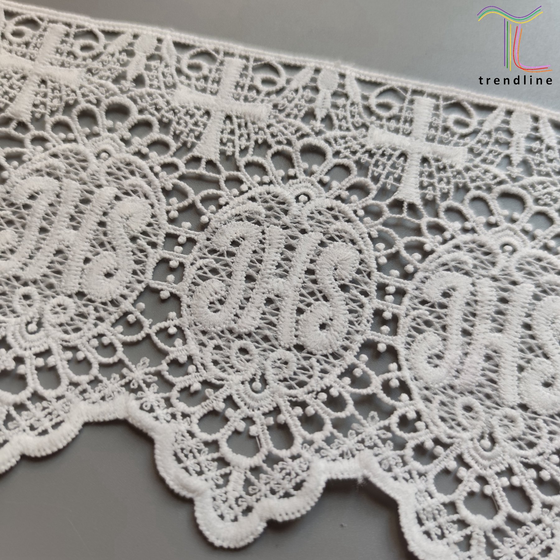 Guipure priest embroidery lace in white color