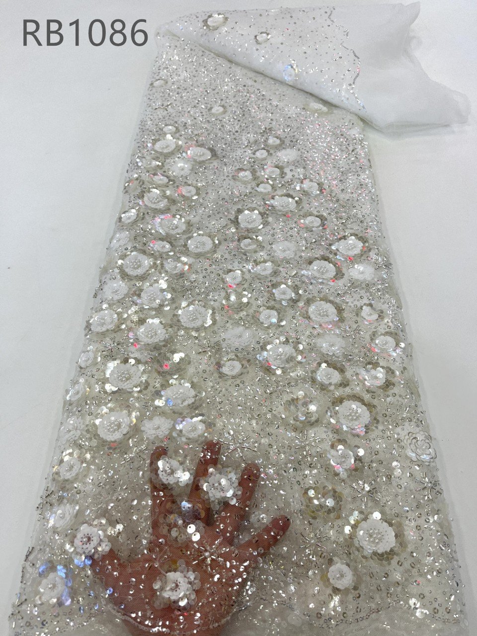 Cheaper Price Peach luxury Lace Fabric pearl embroidered sequin beaded nigerian lace fabric 2024 high wedding lace