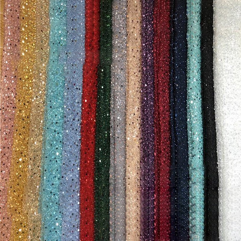 Fashion Many Stock color Dress Prom Cheap wholesale price sequin embroidery lace fabric
