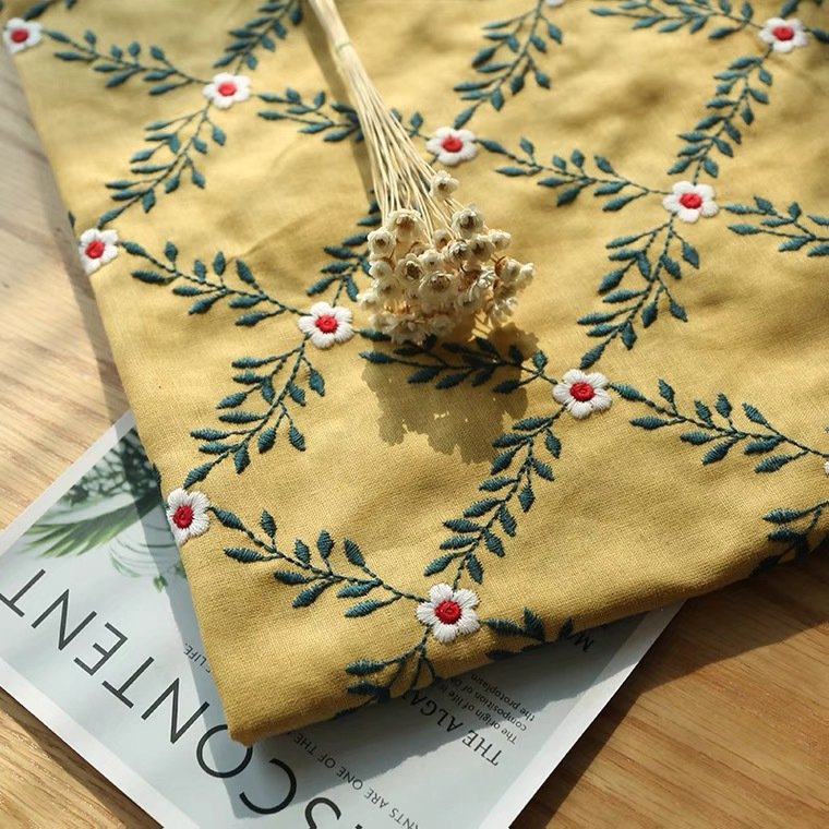 Factory Direct Sales New Multi Color Cotton Linen Embroidery Fabric Vintage Linencotton Embroidery Fabric for Clothing/