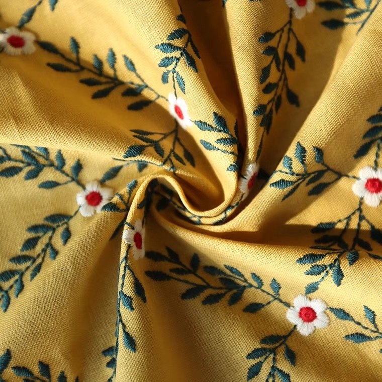Factory Direct Sales New Multi Color Cotton Linen Embroidery Fabric Vintage Linencotton Embroidery Fabric for Clothing/