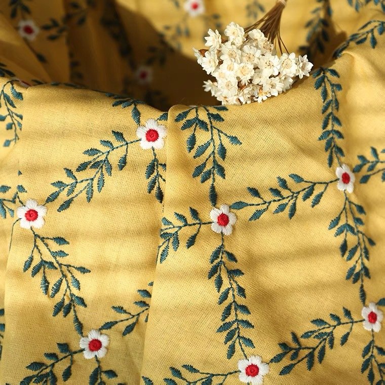 Factory Direct Sales New Multi Color Cotton Linen Embroidery Fabric Vintage Linencotton Embroidery Fabric for Clothing/